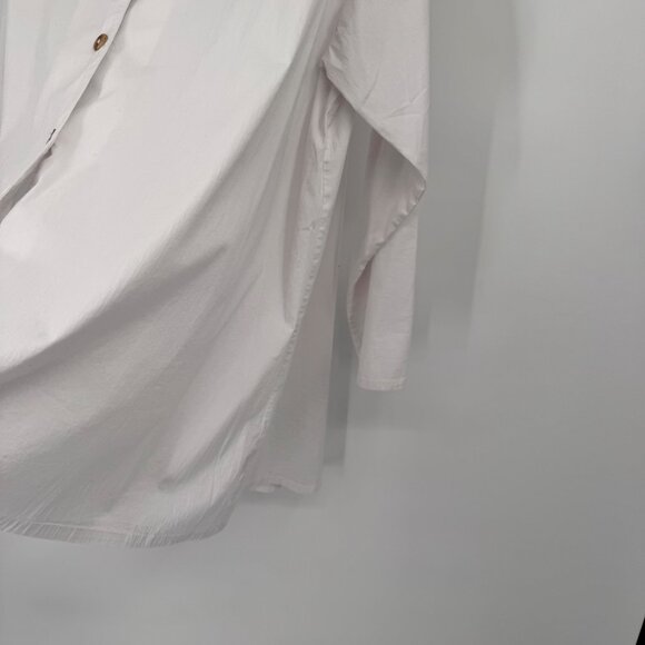 Bryn Walker Oversized Long-Sleeve Shirt tunic White Cotton stretch size XL - Picture 9 of 14